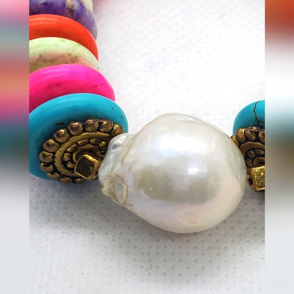 GiuliA Bracelets-handmade Colorful Beaded with Real Baroque Pearl Accent - Picture 4 of 4